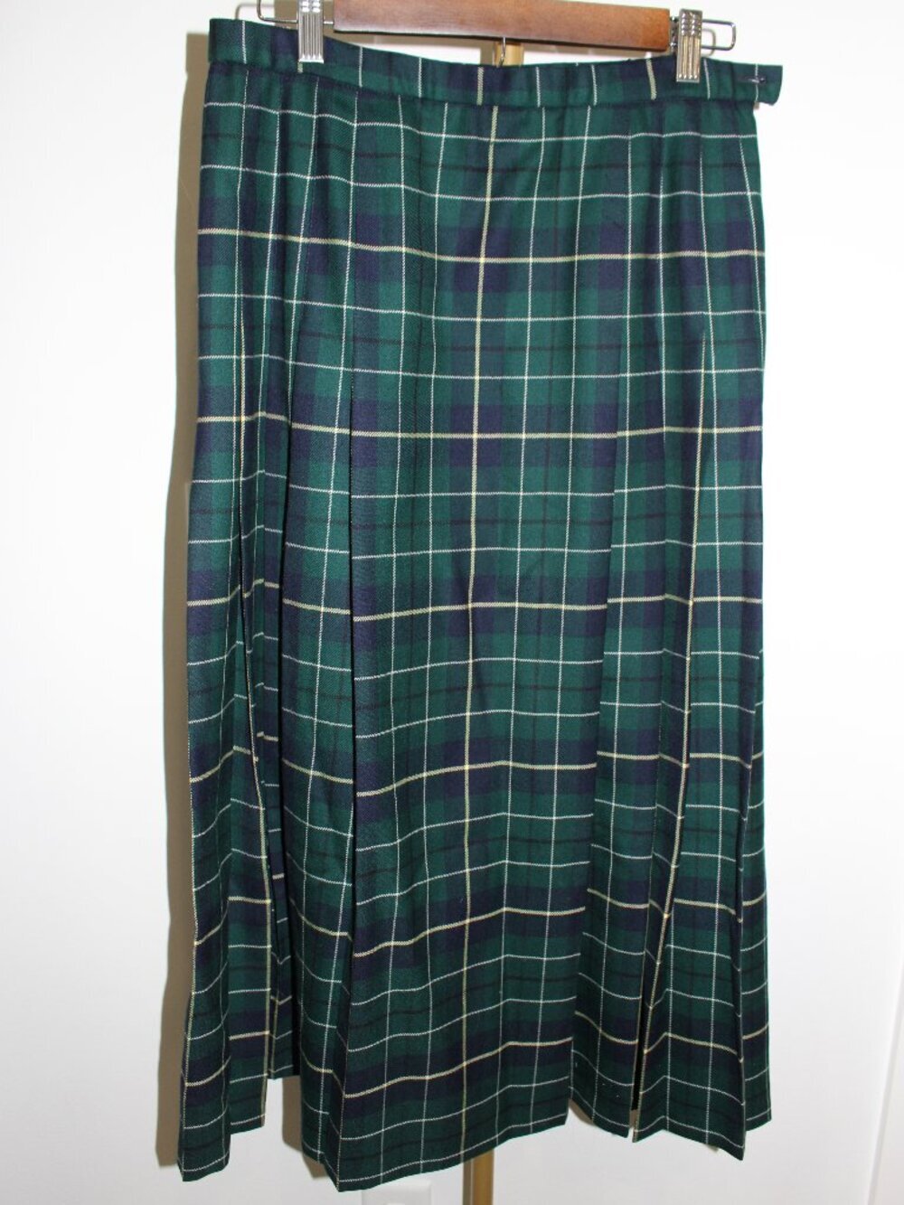 Vintage Pendleton Long Plaid Pleated Wool Skirt, Size 12